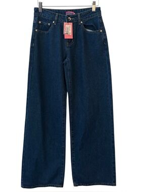 Edikted Women's Raelynn Washed Low Rise Baggy Jeans in a Blue Washed size XS